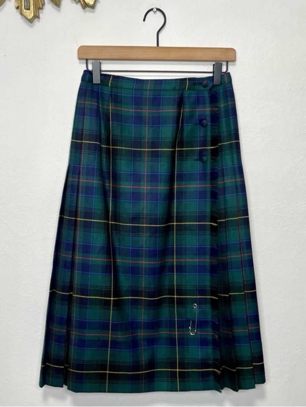 ALJean Plaid Midi Pleated Skirt